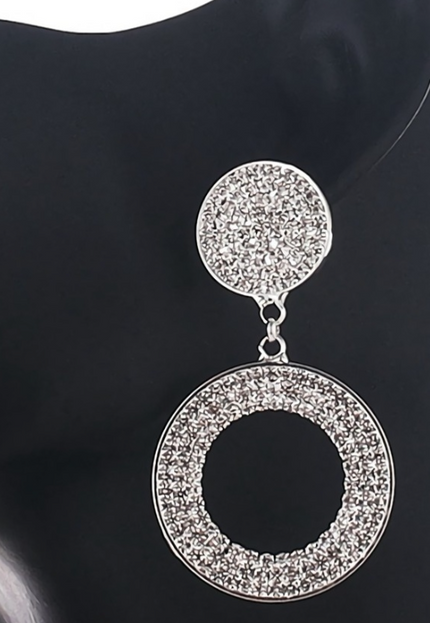 TERUG Grote Glam Cirkel Oorbellen Zilver