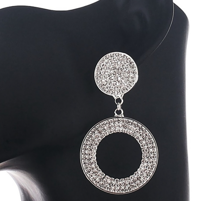 TERUG Grote Glam Cirkel Oorbellen Zilver