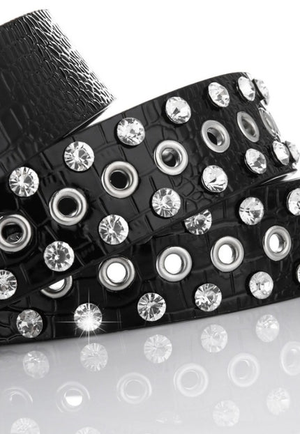 TERUG Grove Zwarte Lederlook Riem