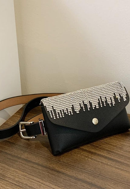 TERUG Kleine Zwarte Heuptas met Strass