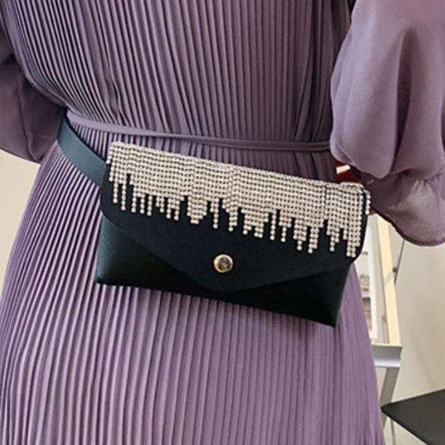 TERUG Kleine Zwarte Heuptas met Strass