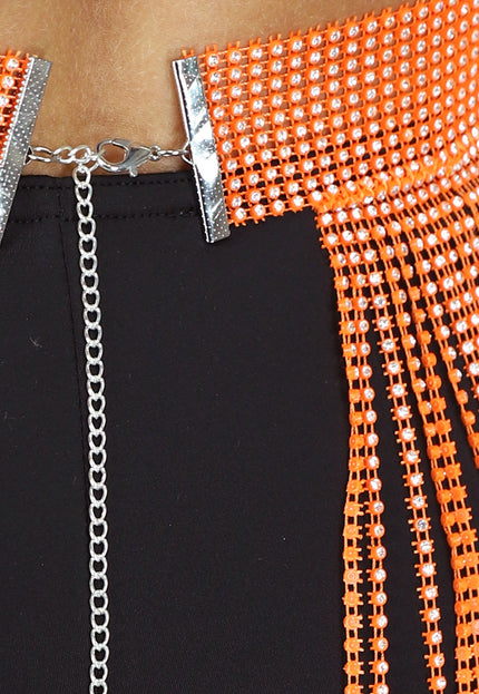 TERUG Oranje Glitter Fringe Rok