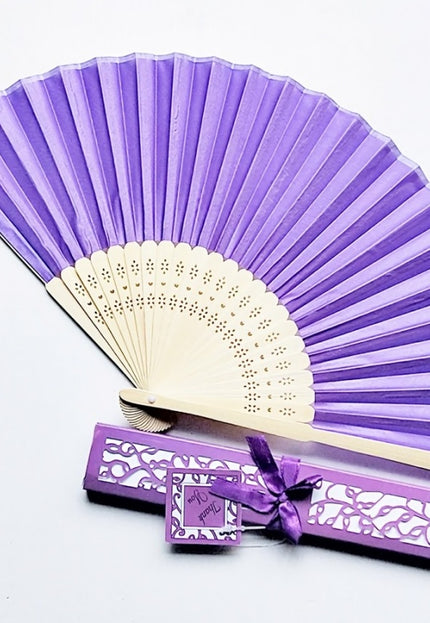 TERUG Paarse Zijden Waaier van Bamboe