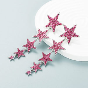 TERUG Roze Lange Sterren Oorhangers