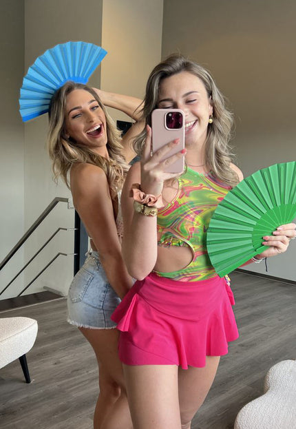 TERUG Stijlvolle Plastic Waaier Blauw