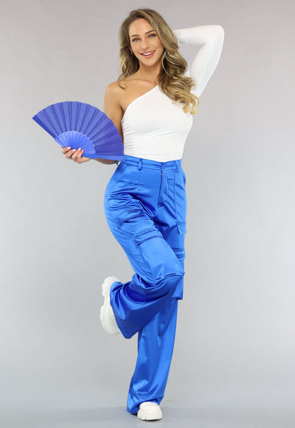 TERUG Stijvolle Plastic Waaier Royal Blauw