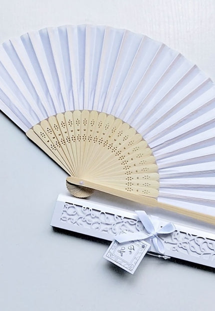 TERUG Witte Zijden Waaier van Bamboe