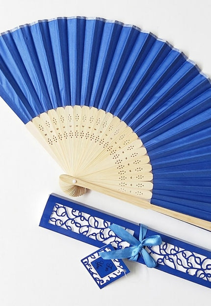 TERUG Zijden Bamboe Waaier Royal Blauw