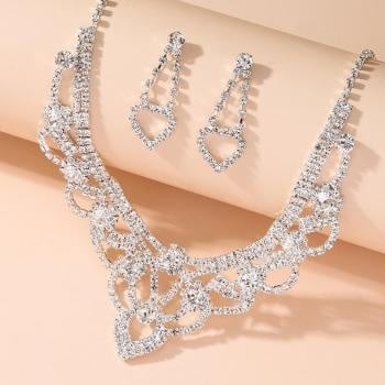 TERUG Zilveren Glamour Strass Sieraden Set