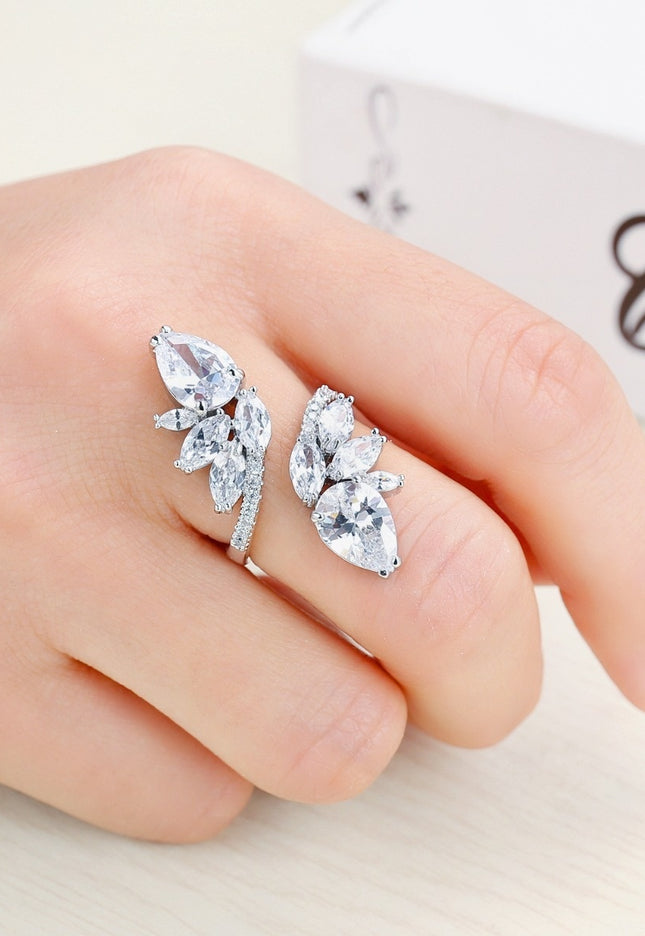 TERUG Zilveren Verstelbare Strass Ring