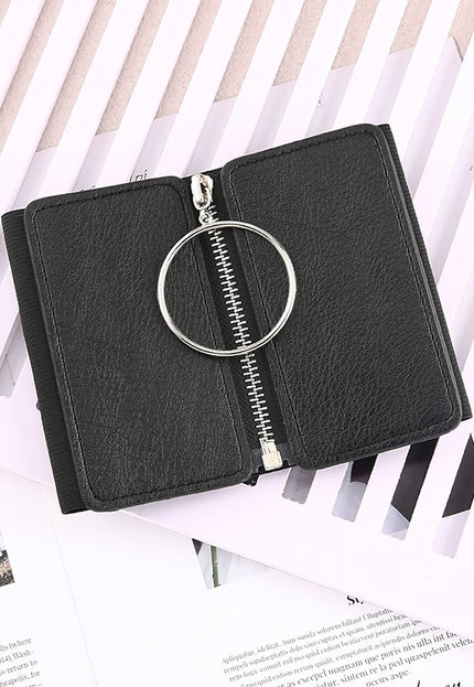 TERUG Zwarte Lederlook Tailleriem met Elastiek