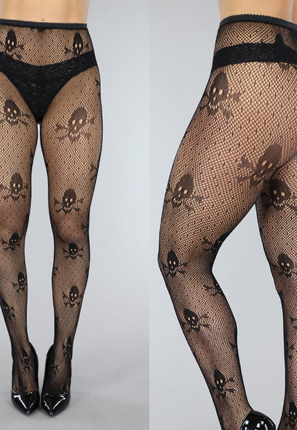 TERUG Zwarte Panty met Skeletten
