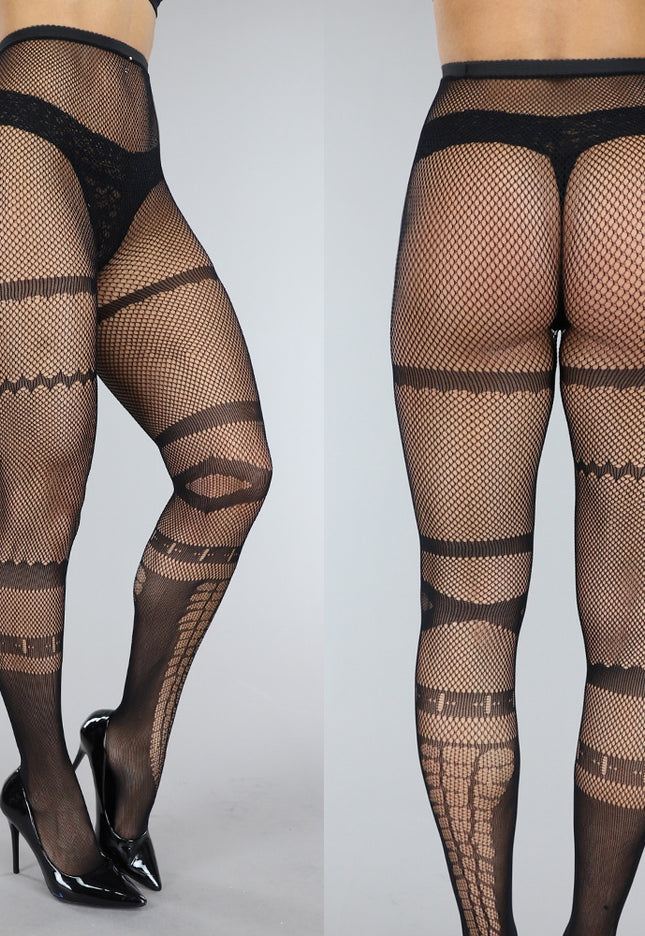 TERUG Zwarte Patronen Panty