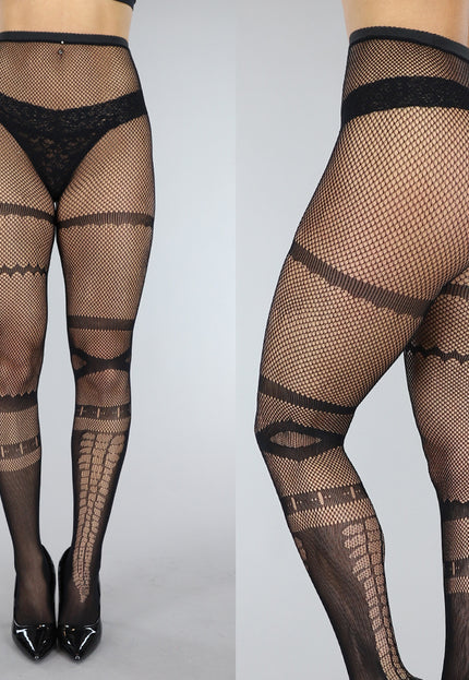 TERUG Zwarte Patronen Panty