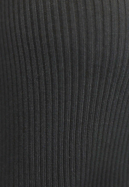 TERUG Zwarte Rib Top met Rits en Kraag