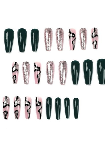 TERUG Zwart/Zilveren Nepnagels met Design