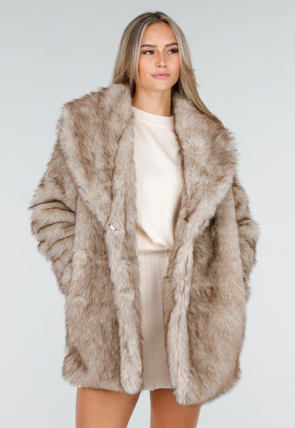 WINTER Beige Bontjas met Riem