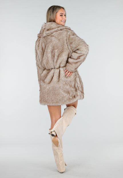 WINTER Beige Bontjas met Riem