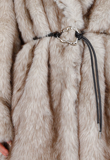 WINTER Beige Bontjas met Riem