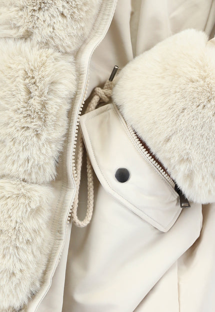 WINTER Beige Faux Fur Gevoerde Winterjas
