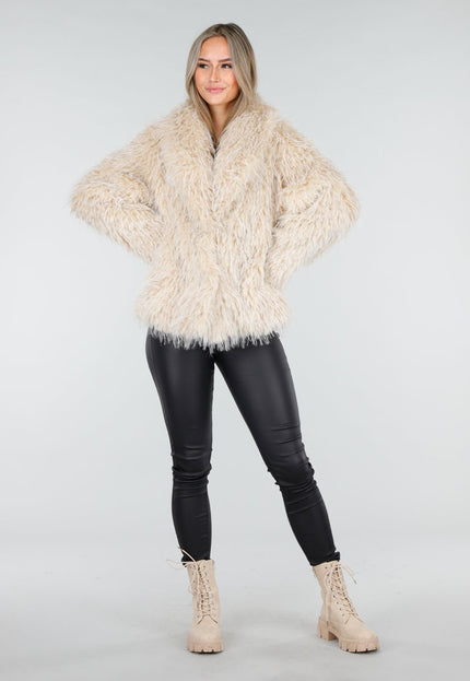 WINTER Beige Fluffy Bontjas
