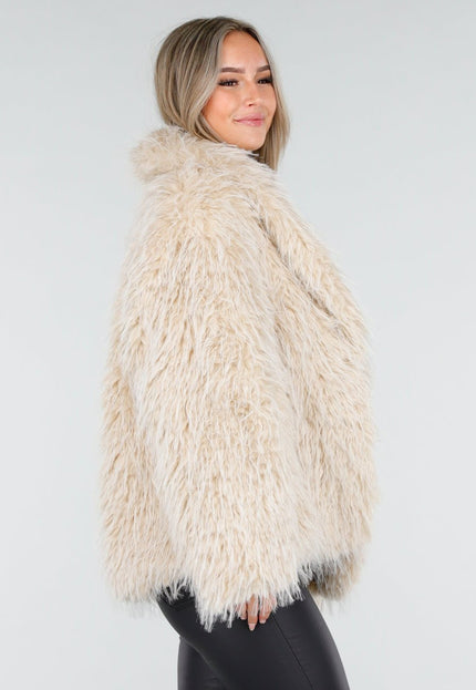 WINTER Beige Fluffy Bontjas