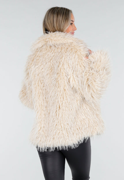 WINTER Beige Fluffy Bontjas