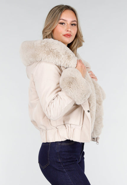 WINTER Beige Jas met Bontkraag