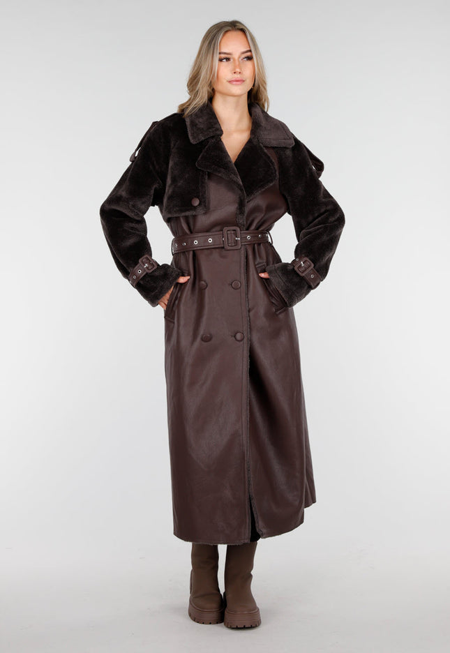 WINTER Bruine Jas met Fur Details