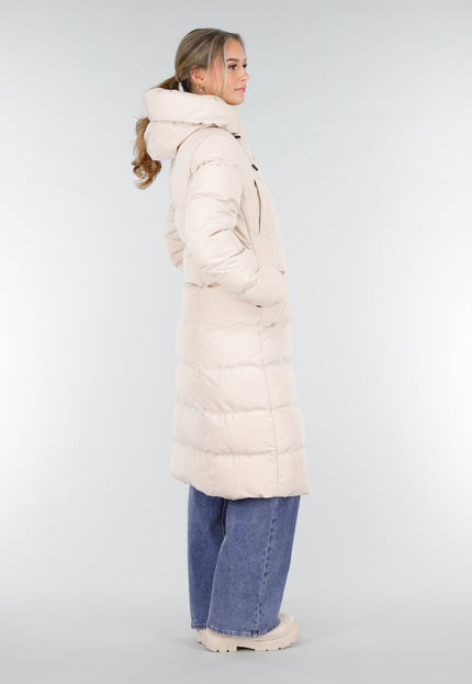 WINTER Crèmekleurige Lange Pufferjas