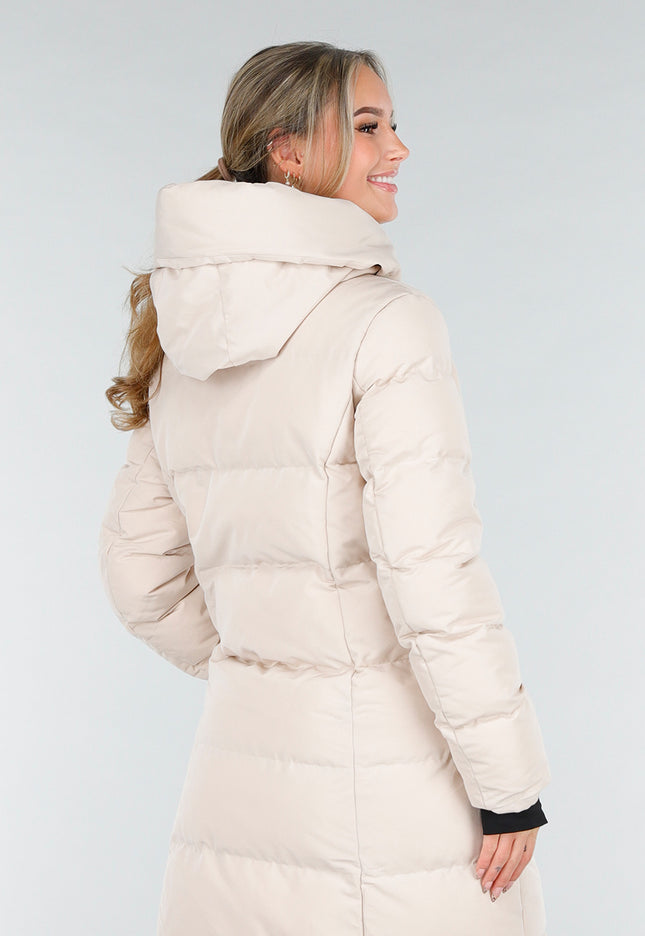 WINTER Crèmekleurige Lange Pufferjas