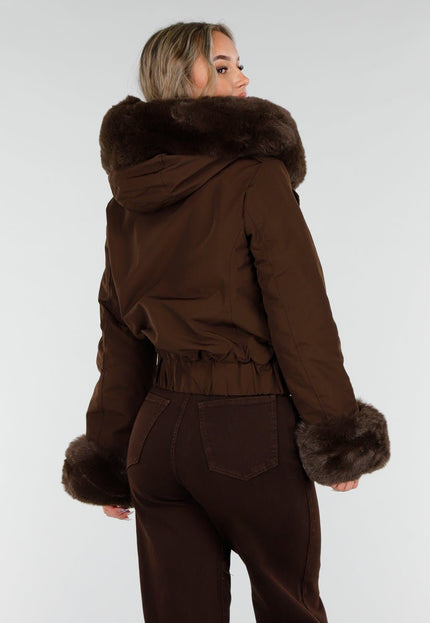 WINTER Donkerbruine Jas met Bontkraag