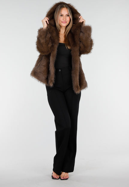 WINTER Faux Fur Jas Bruin Kort