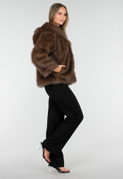 WINTER Faux Fur Jas Bruin Kort