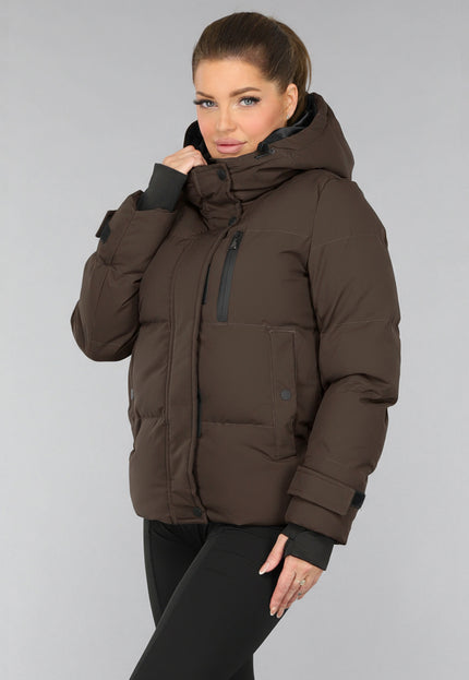 WINTER Korte Bruine Winterjas met Capuchon