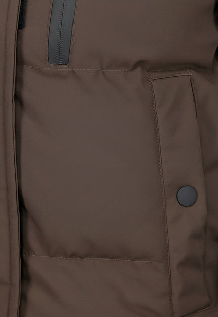 WINTER Korte Bruine Winterjas met Capuchon