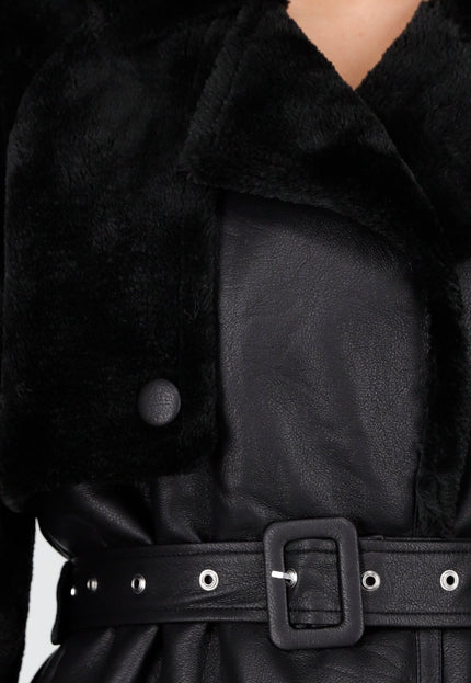 WINTER Lange Zwarte Trenchcoat met Ceintuur