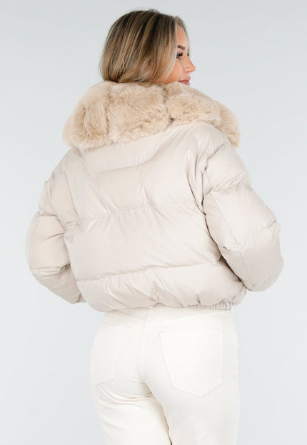 WINTER Pufferjas Beige met Bontkraag