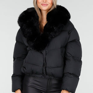 WINTER Pufferjas Zwart met Bontkraag