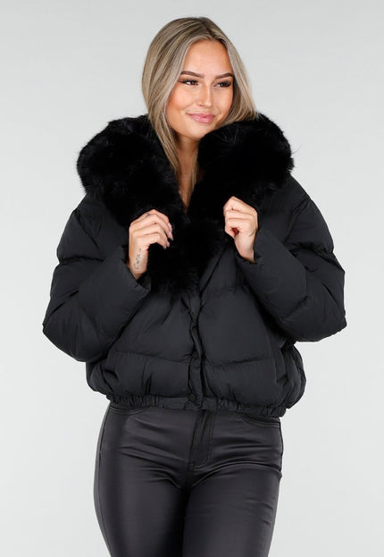 WINTER Pufferjas Zwart met Bontkraag