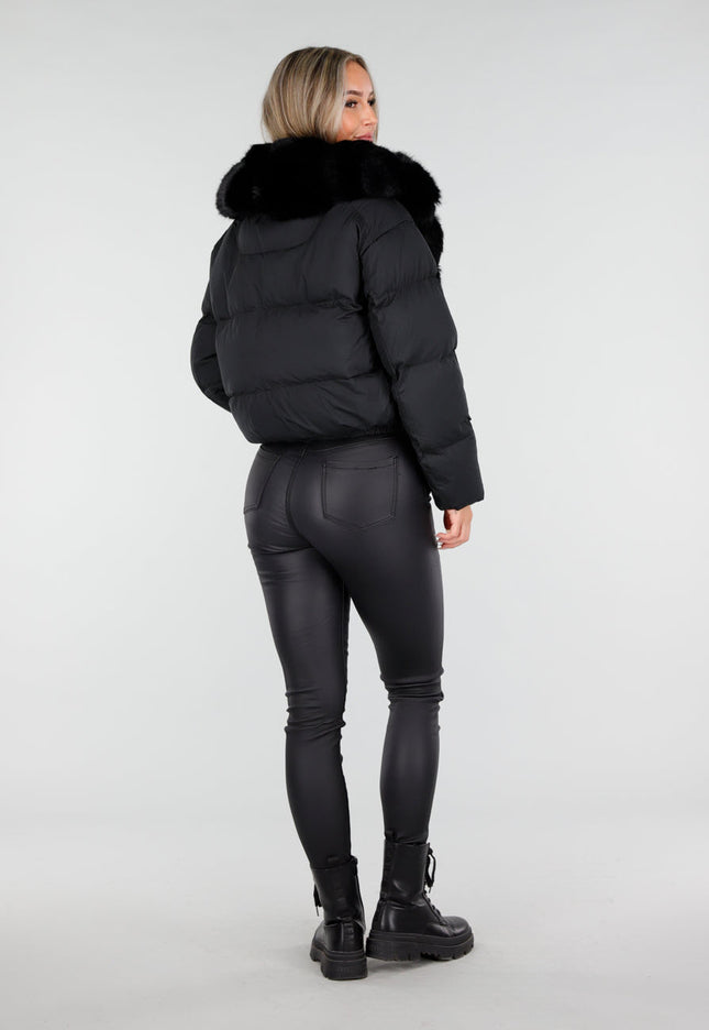 WINTER Pufferjas Zwart met Bontkraag