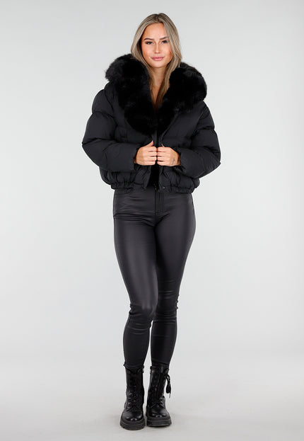 WINTER Pufferjas Zwart met Bontkraag