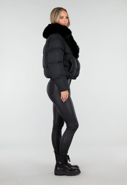 WINTER Pufferjas Zwart met Bontkraag
