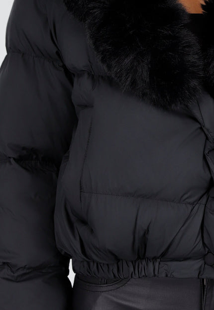 WINTER Pufferjas Zwart met Bontkraag