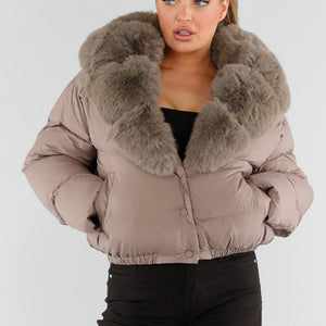 WINTER Taupe Bont Pufferjas