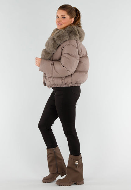WINTER Taupe Bont Pufferjas