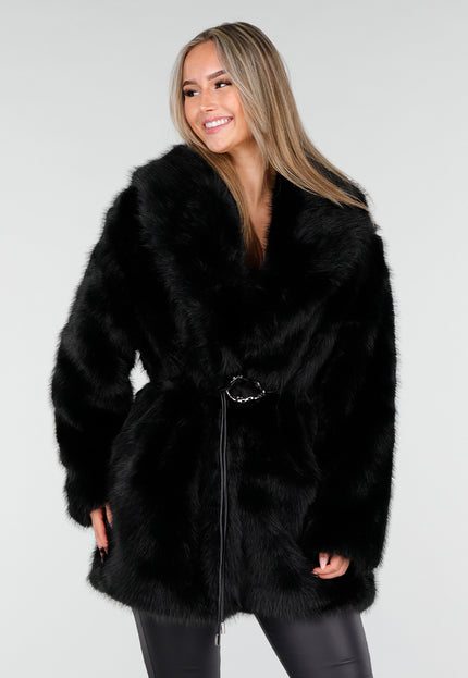 WINTER Zwarte Bontjas met Riem