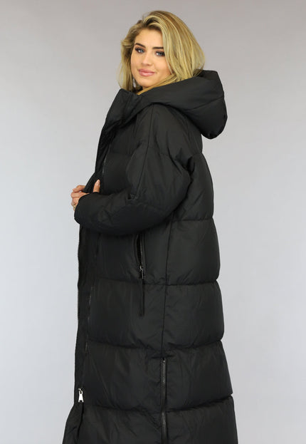 WINTER Zwarte Gewatteerde Lange Oversized Winterjas