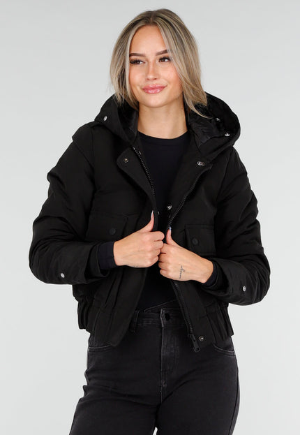 WINTER Zwarte Korte Winterjas met Bont