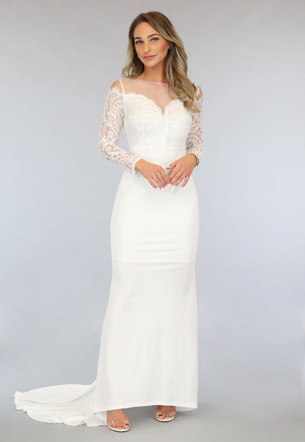 Witte Galajurk met Kanten Mouwen